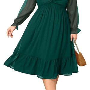 Elegant Green Chiffon Dress 18W
